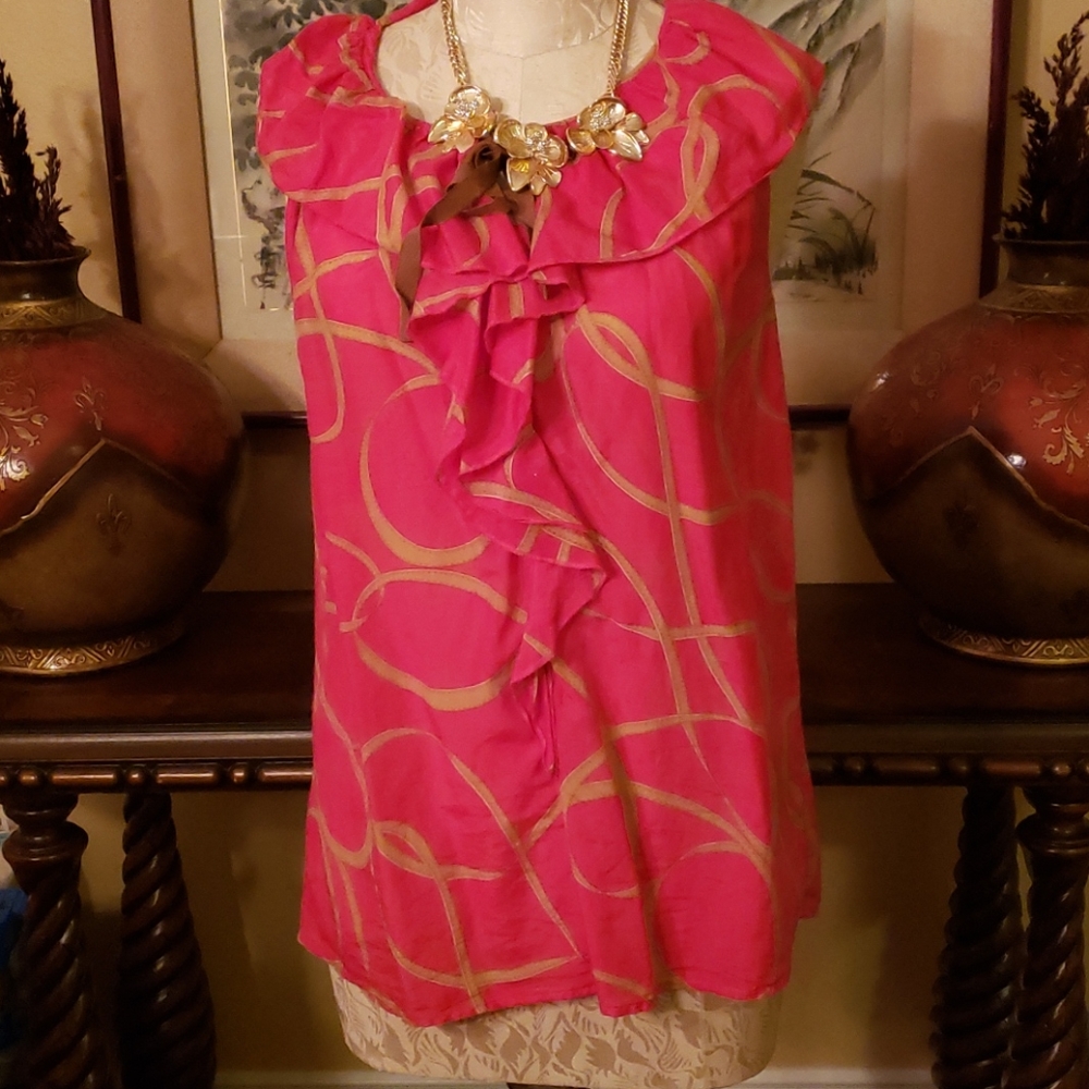 Ann Taylor loft red with biege design